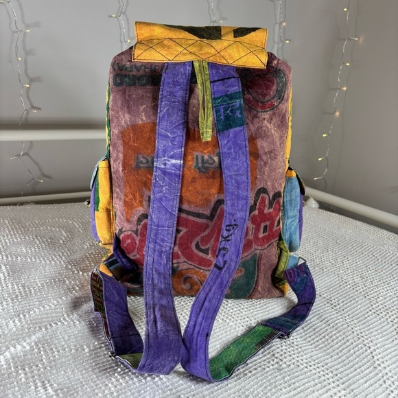 Flying High Backpack Patchwork Reversible Cotton Rice Pack Festival Travel Gift main image 8